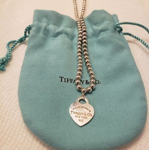 Tiffany bead necklace with small heart pendant